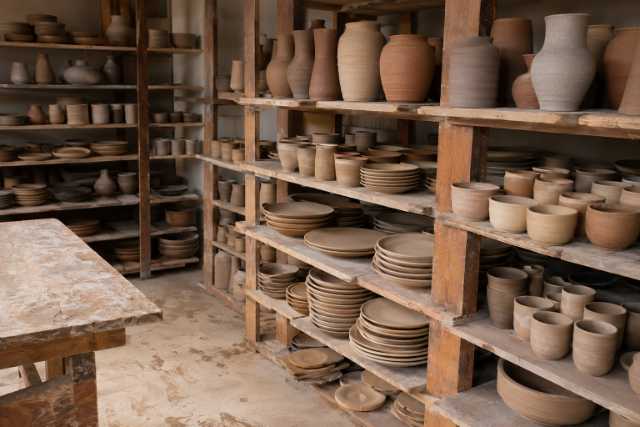 unfired-pottery-shelves